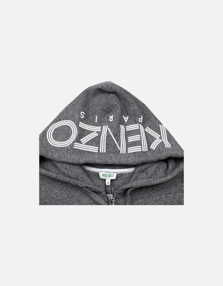 Zip Up Hood Logo Hoody Grey