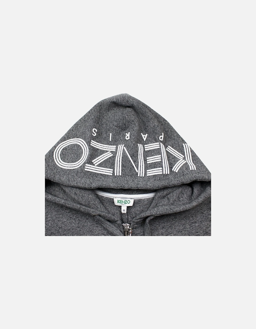 Zip Up Hood Logo Hoody Grey