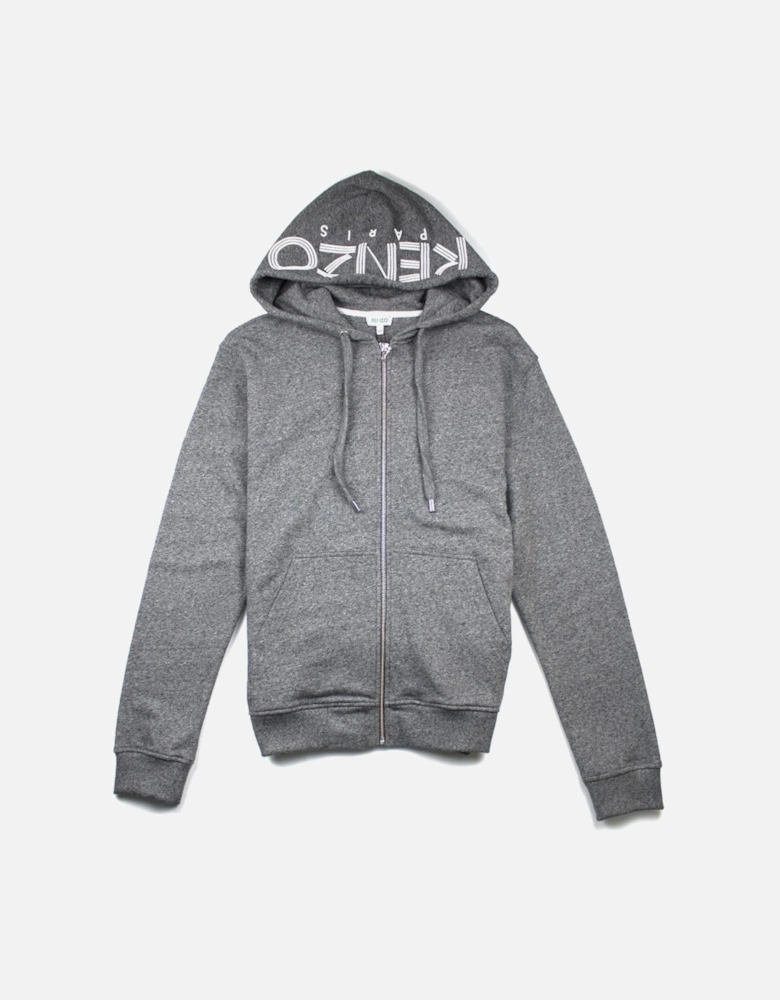 Zip Up Hood Logo Hoody Grey