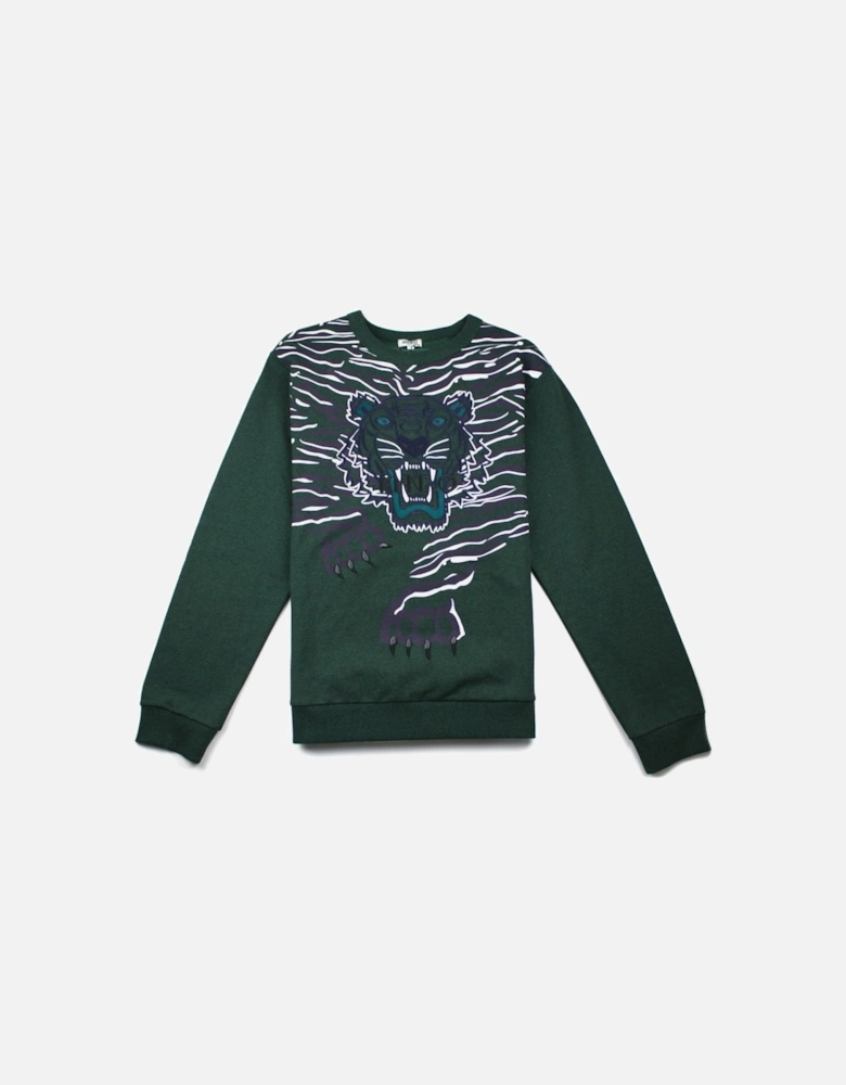 Full Embroidered Tiger Sweatshirt Green