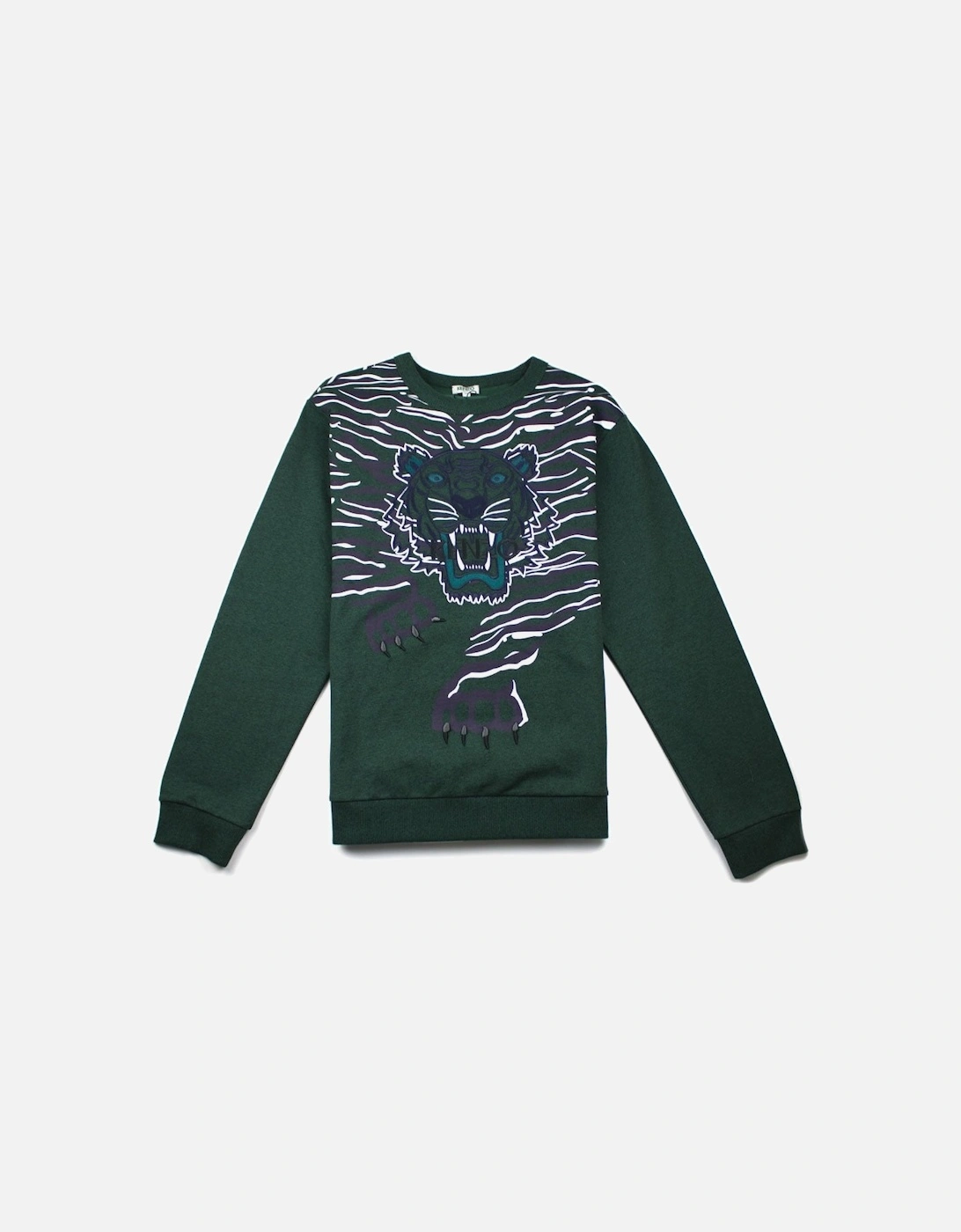 Full Embroidered Tiger Sweatshirt Green, 3 of 2