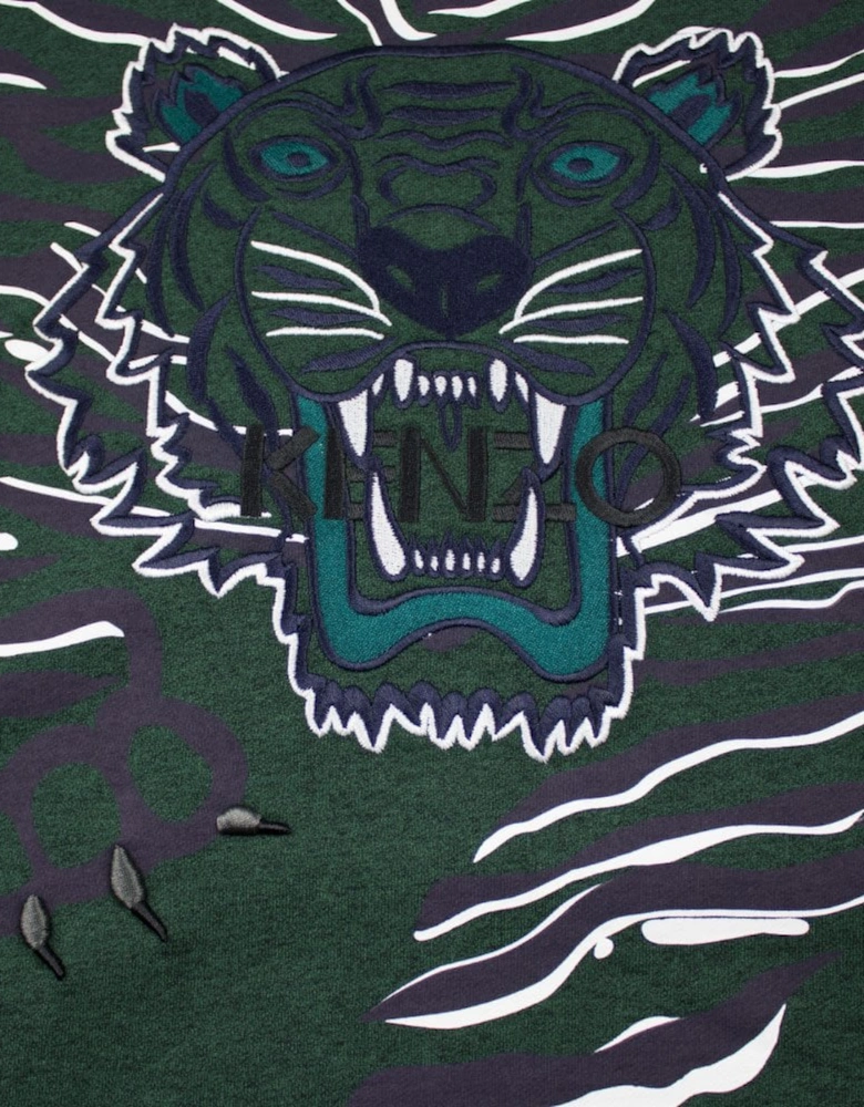 Full Embroidered Tiger Sweatshirt Green