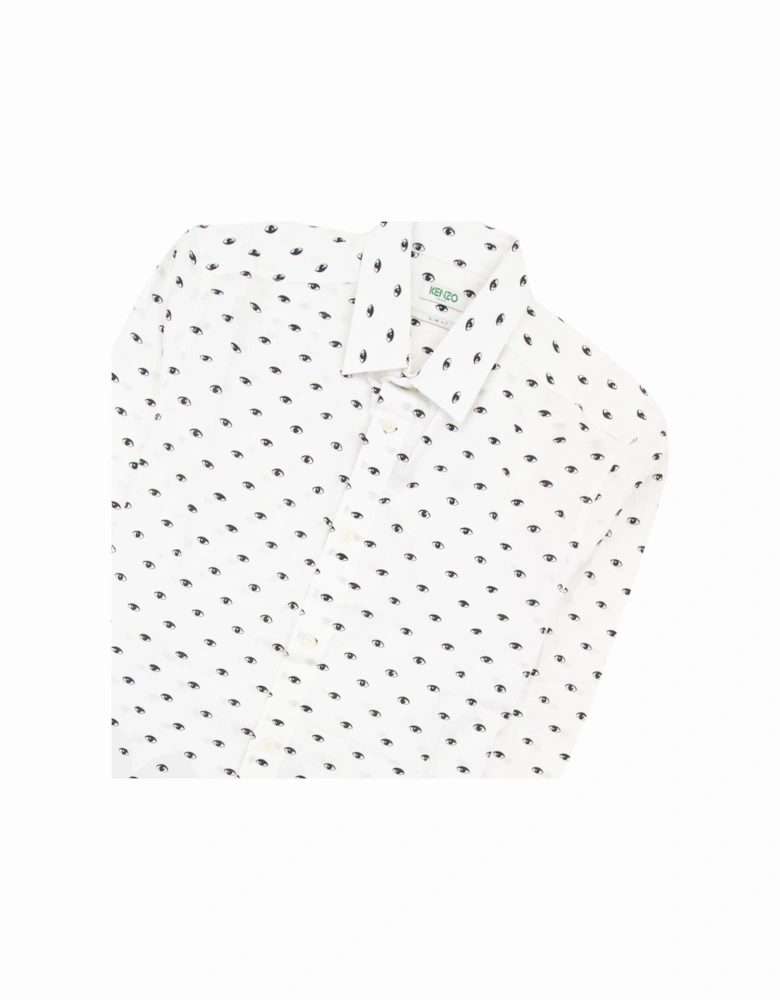 Eye Printed Slim Fit L/s Shirt White 001