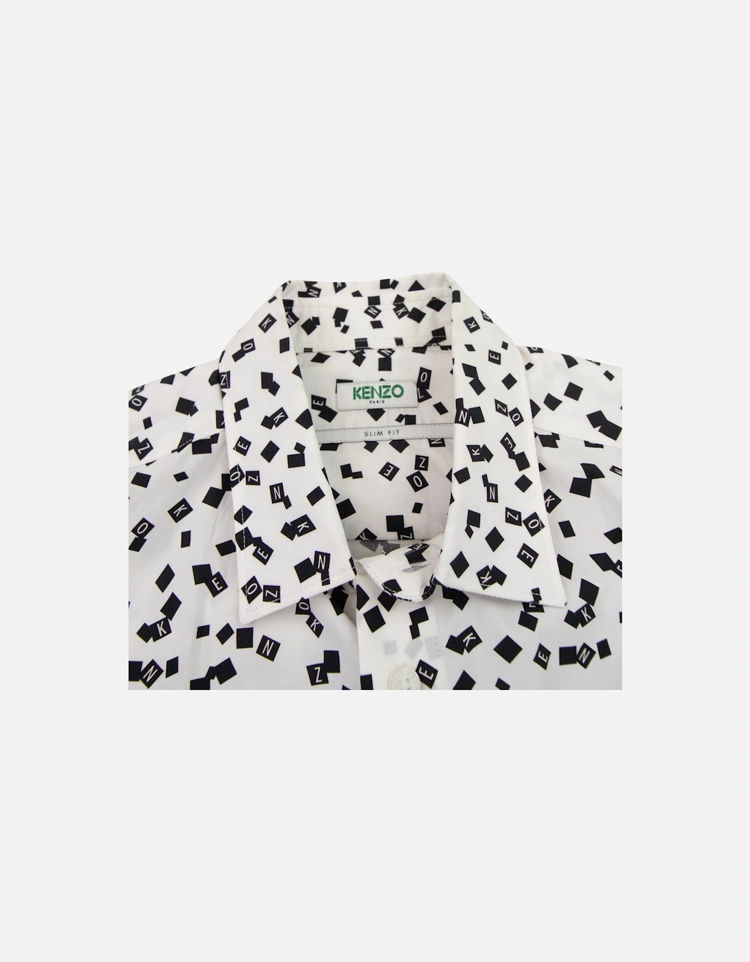 All Over Print Letter Print Slim Fit Shirt White