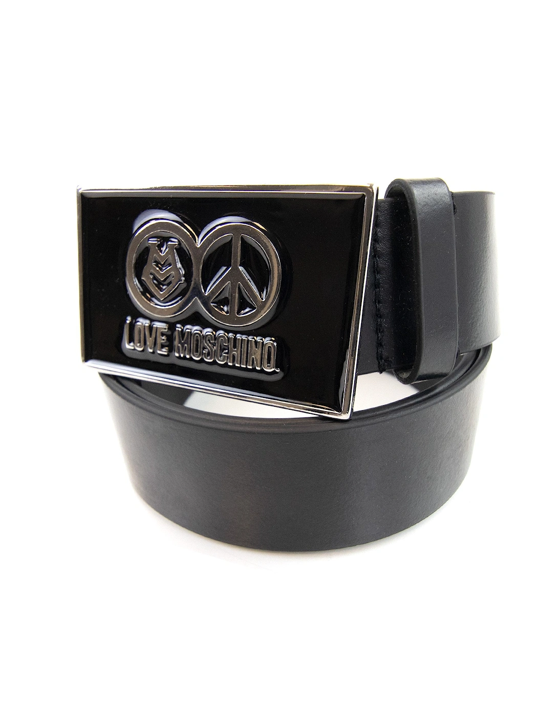 Gloss Peace Sign Buckle Belt Black 9902