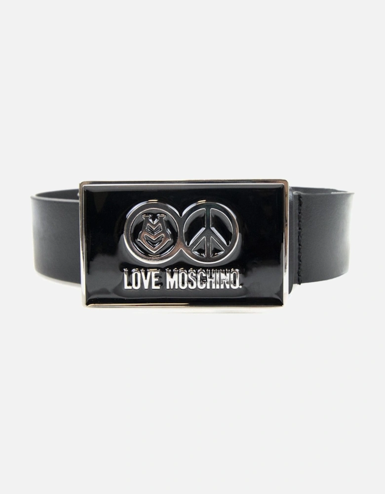 Gloss Peace Sign Buckle Belt Black 9902