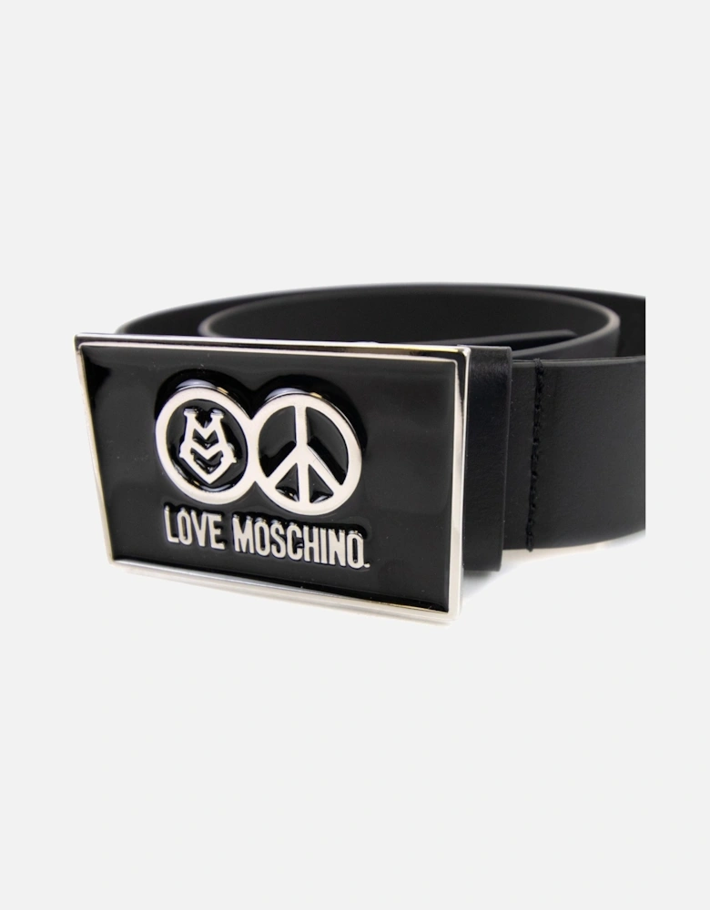 Gloss Peace Sign Buckle Belt Black 9902