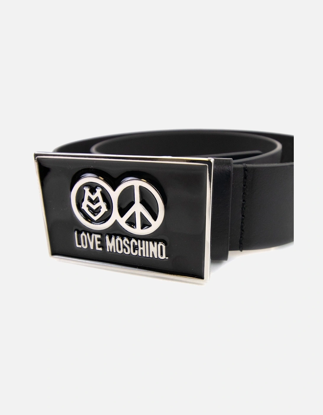 Gloss Peace Sign Buckle Belt Black 9902