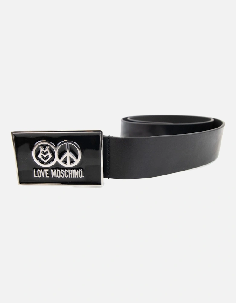 Gloss Peace Sign Buckle Belt Black 9902