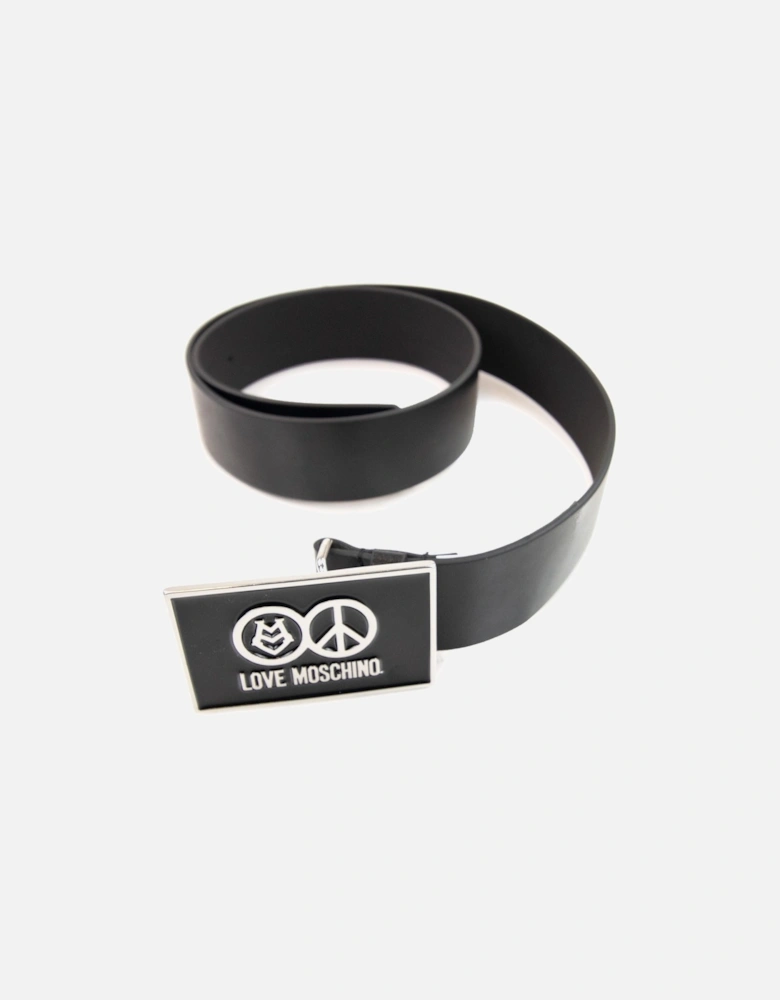 Gloss Peace Sign Buckle Belt Black 9902
