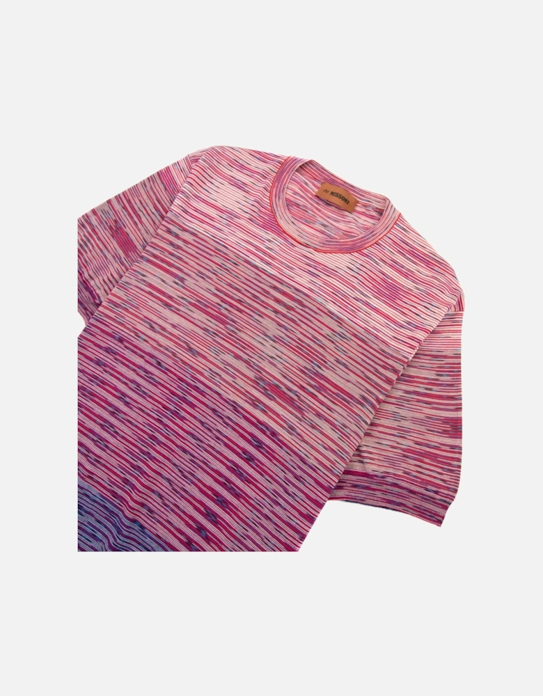 Degrade Stripes Knit S/s T Shirt Pink Multi S505y