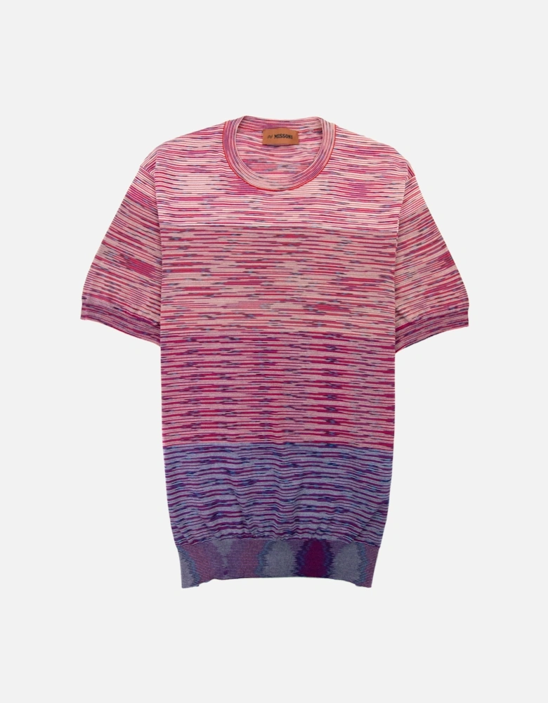 Degrade Stripes Knit S/s T Shirt Pink Multi S505y