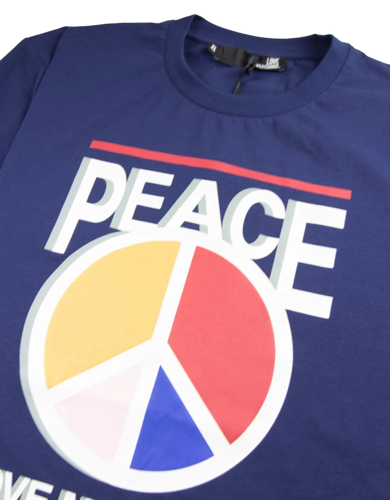 Peace Love T-Shirt Blue