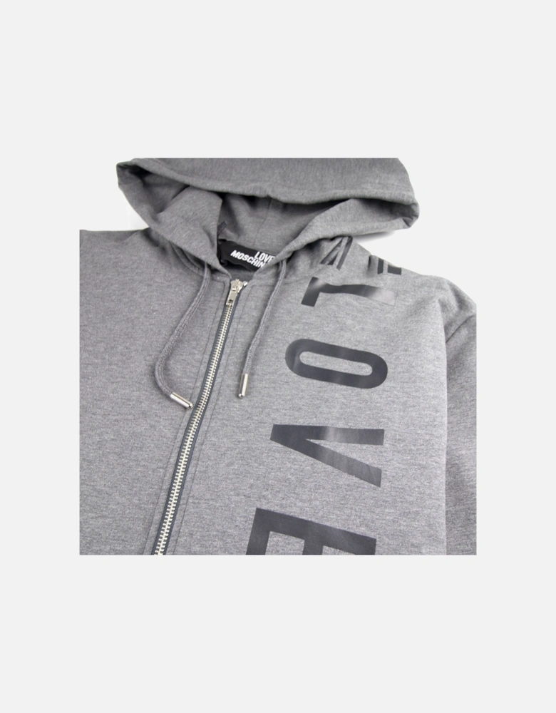Side Logo Zip Up Hoody Dark Grey
