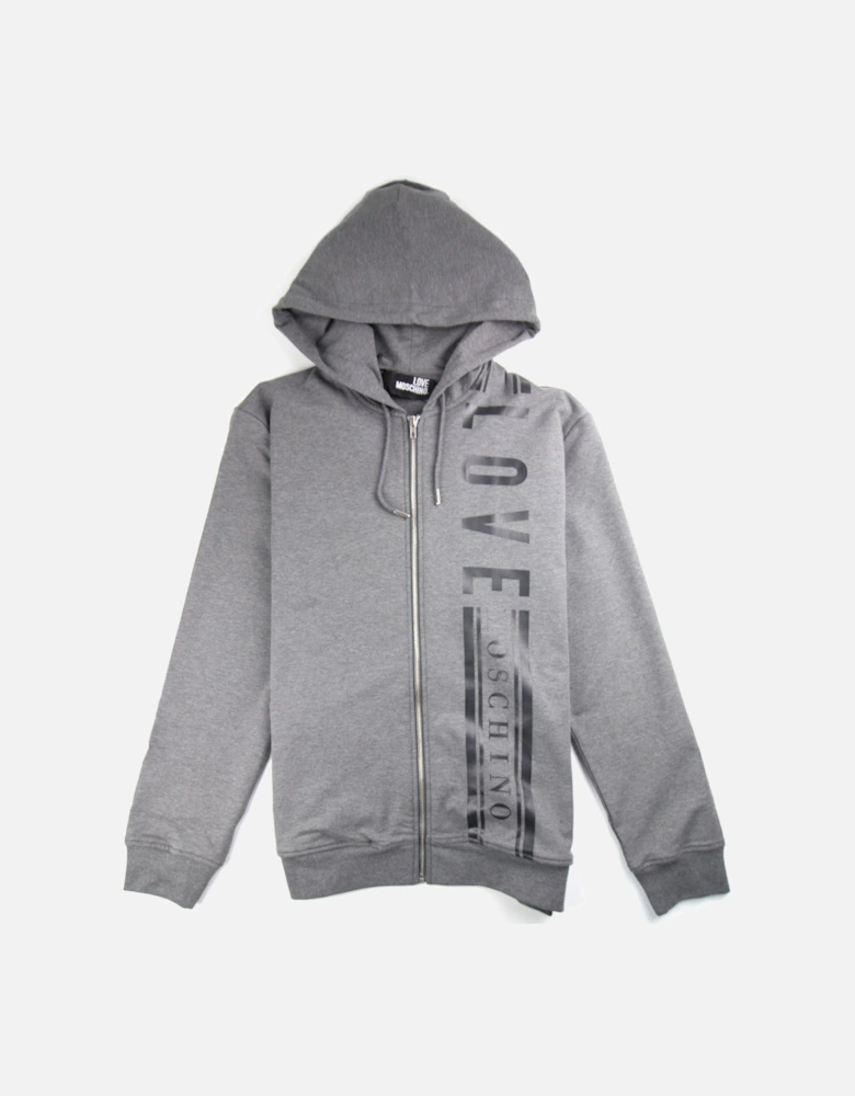 Side Logo Zip Up Hoody Dark Grey