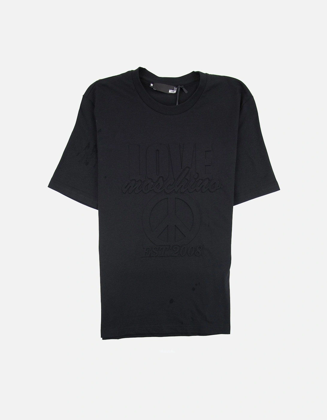 Embossed Peace Logo T-shirt Black, 3 of 2