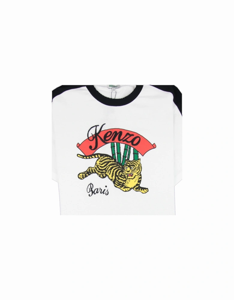 Jumping Tiger Print T-shirt White/black