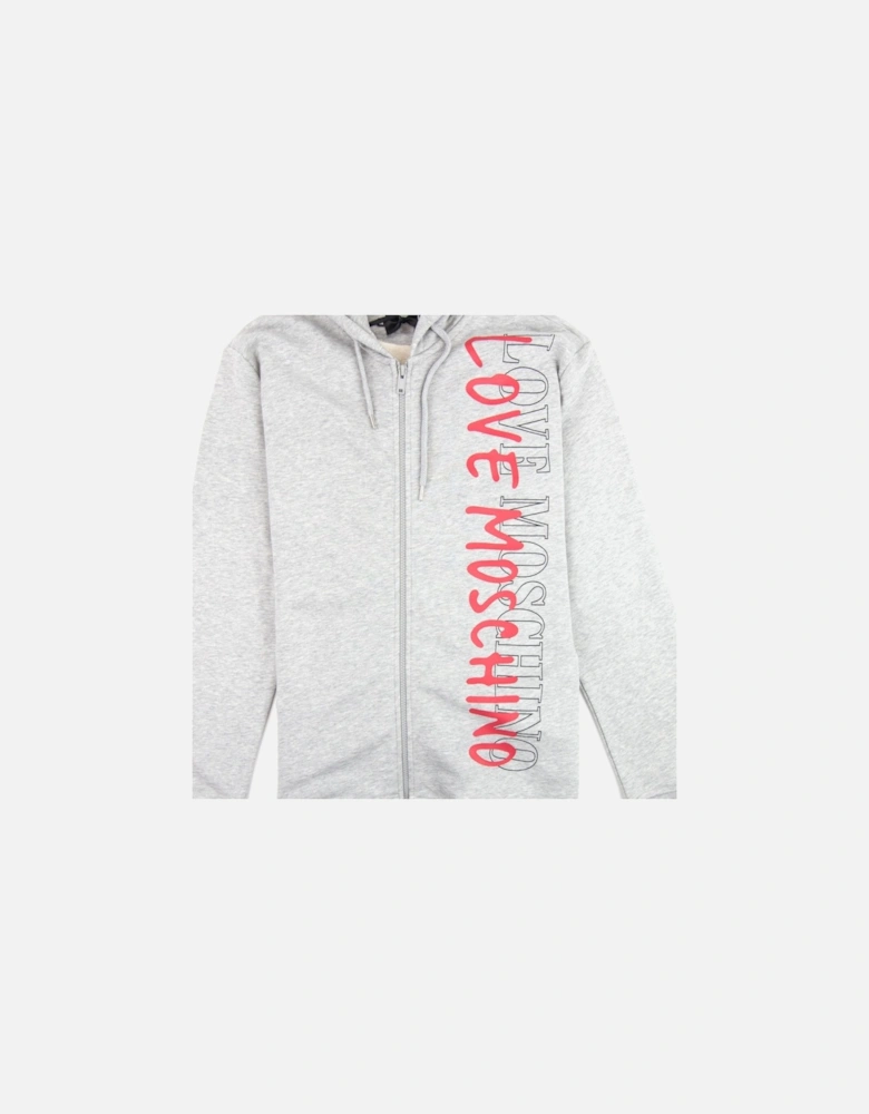 Overlap Script Logo Zip Up Hoodie Grey