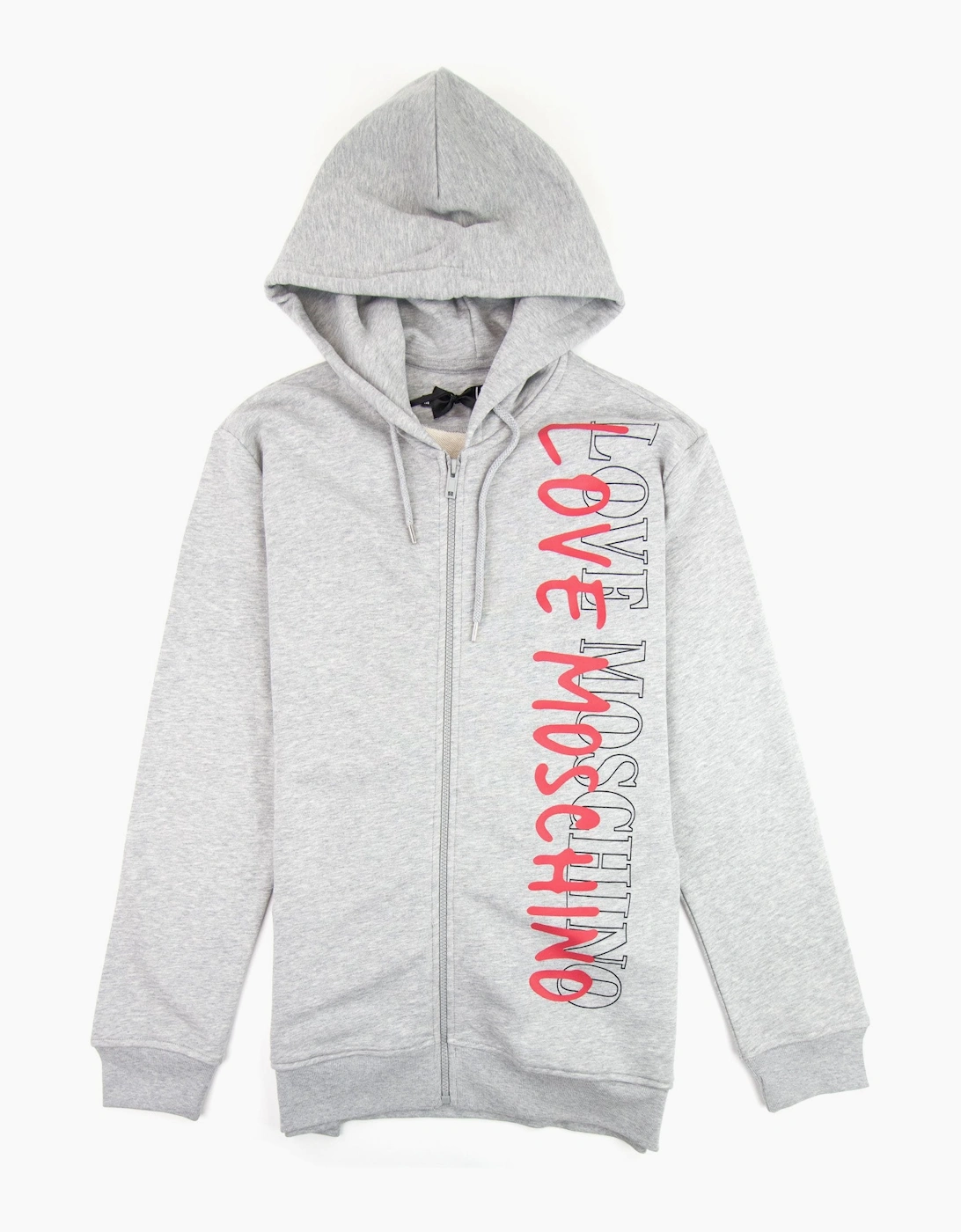 Men's Love Moschino Overlap Script Logo Zip Up Hoodie Grey - Size: 42