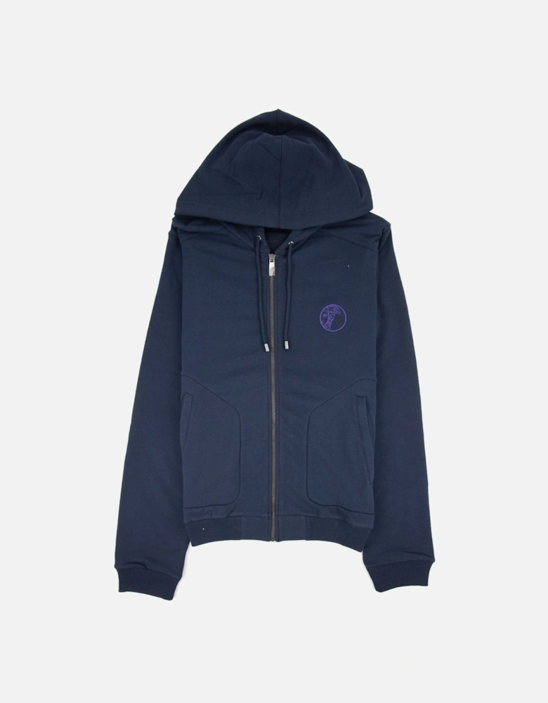 Embroidered Logo Zip Up Hoody Navy