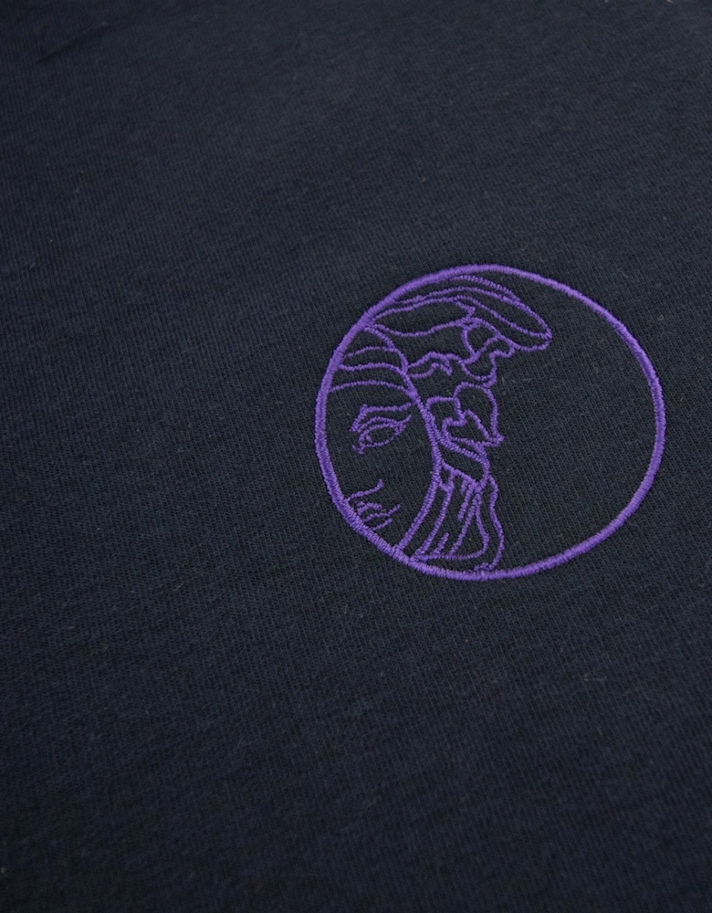 Embroidered Logo Zip Up Hoody Navy