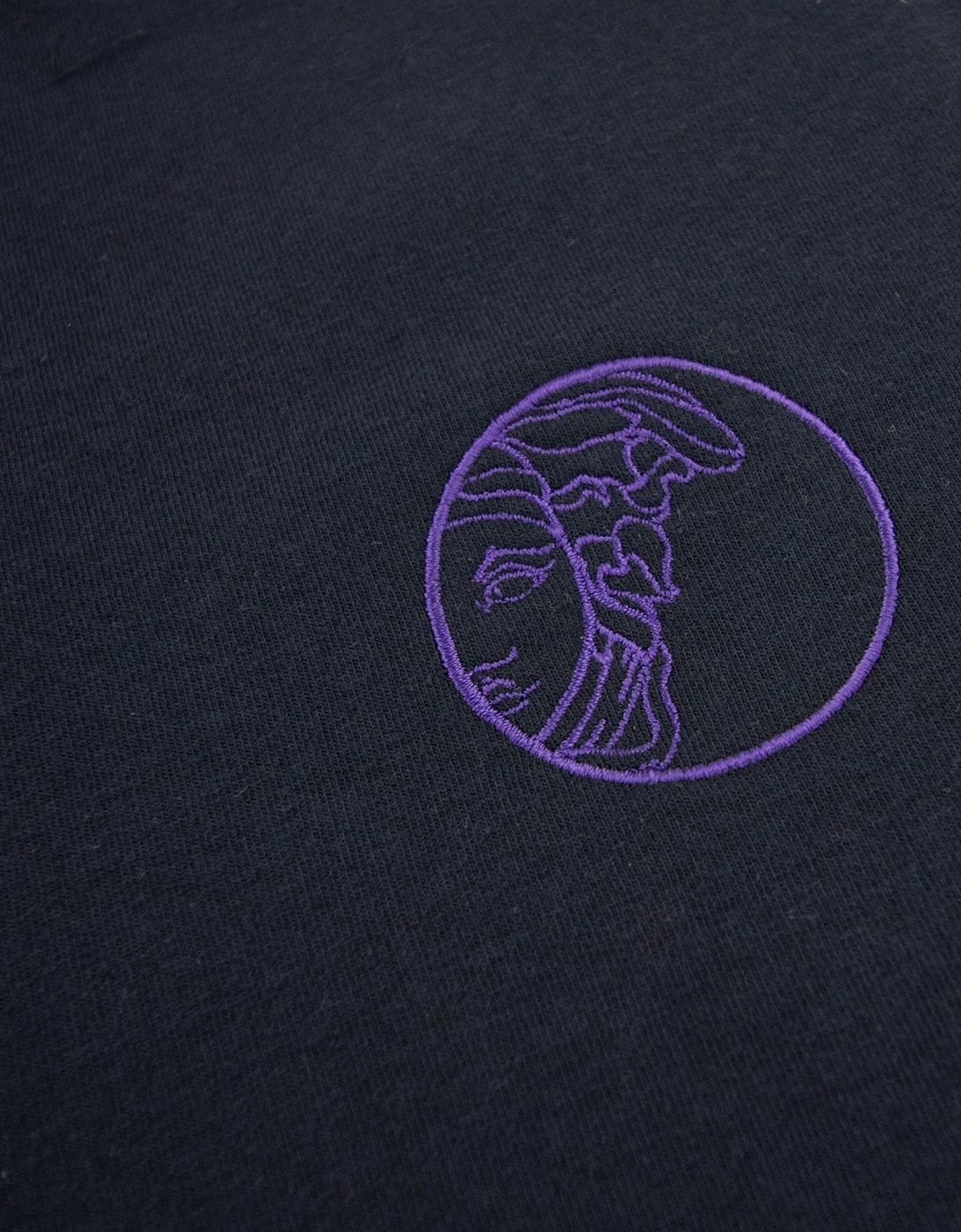 Embroidered Logo Zip Up Hoody Navy