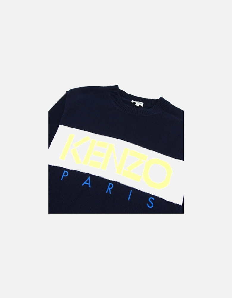Logo Crew Knit Sweatshirt Midnight Blue