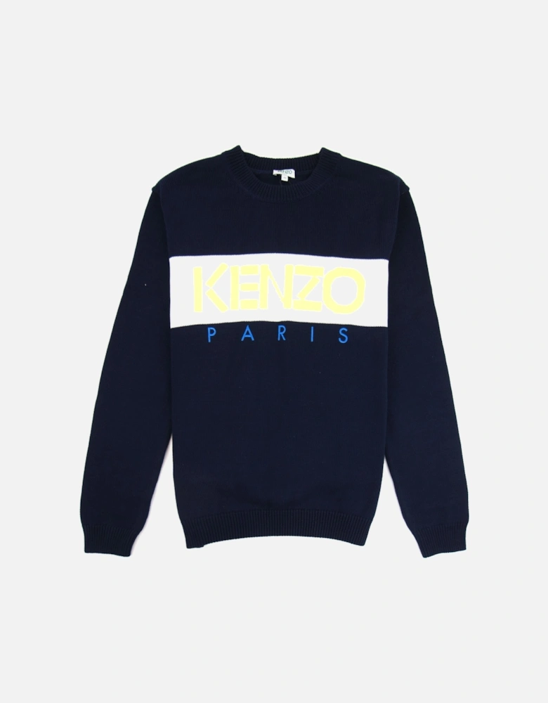 Logo Crew Knit Sweatshirt Midnight Blue