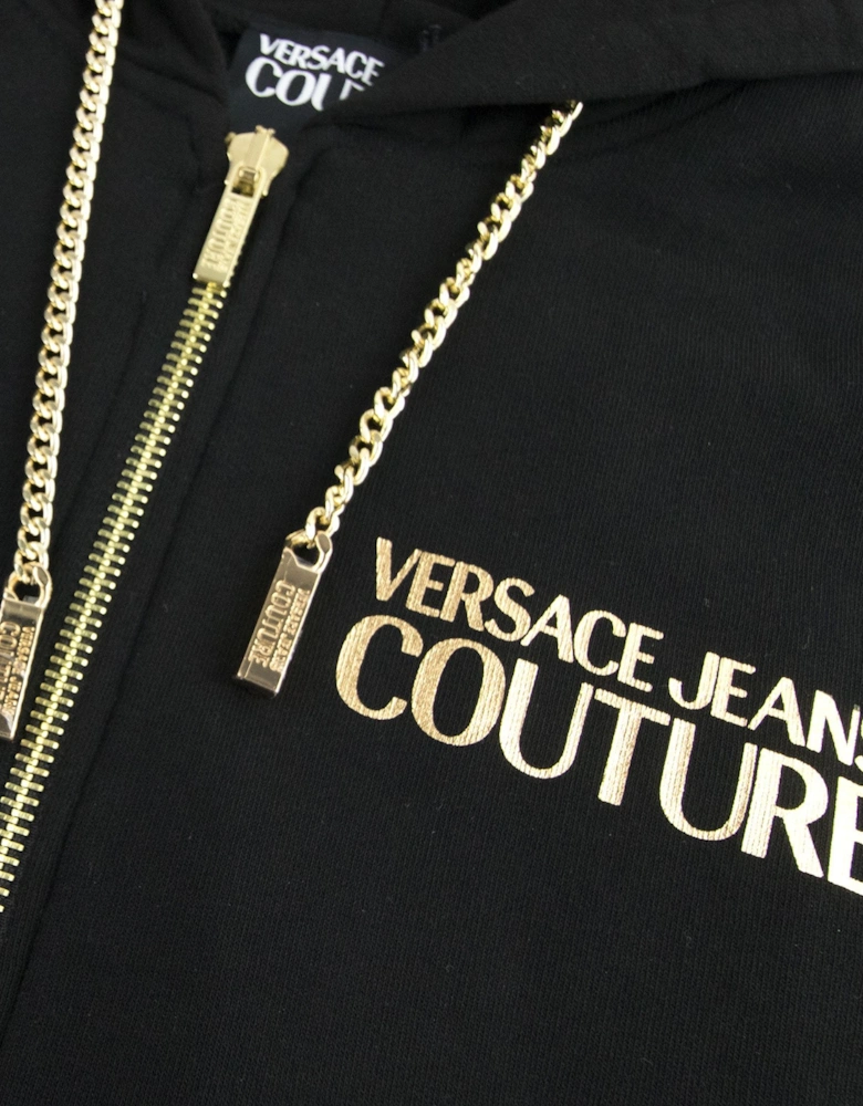 Jeans Couture Chain Logo Zip Up Hoody Black