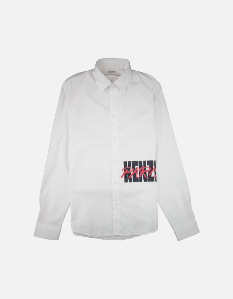 Script Logo Long Sleeve Shirt White