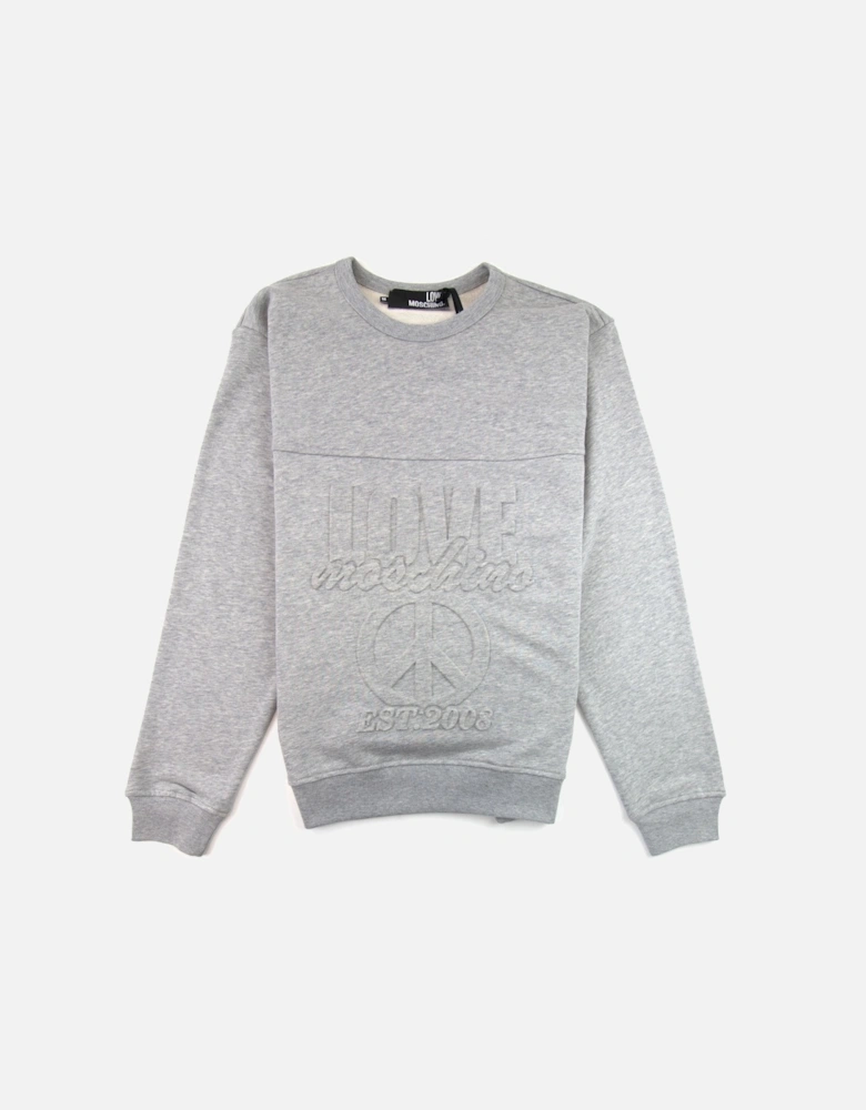 Embossed Peace Logo Sweatshirt Grey