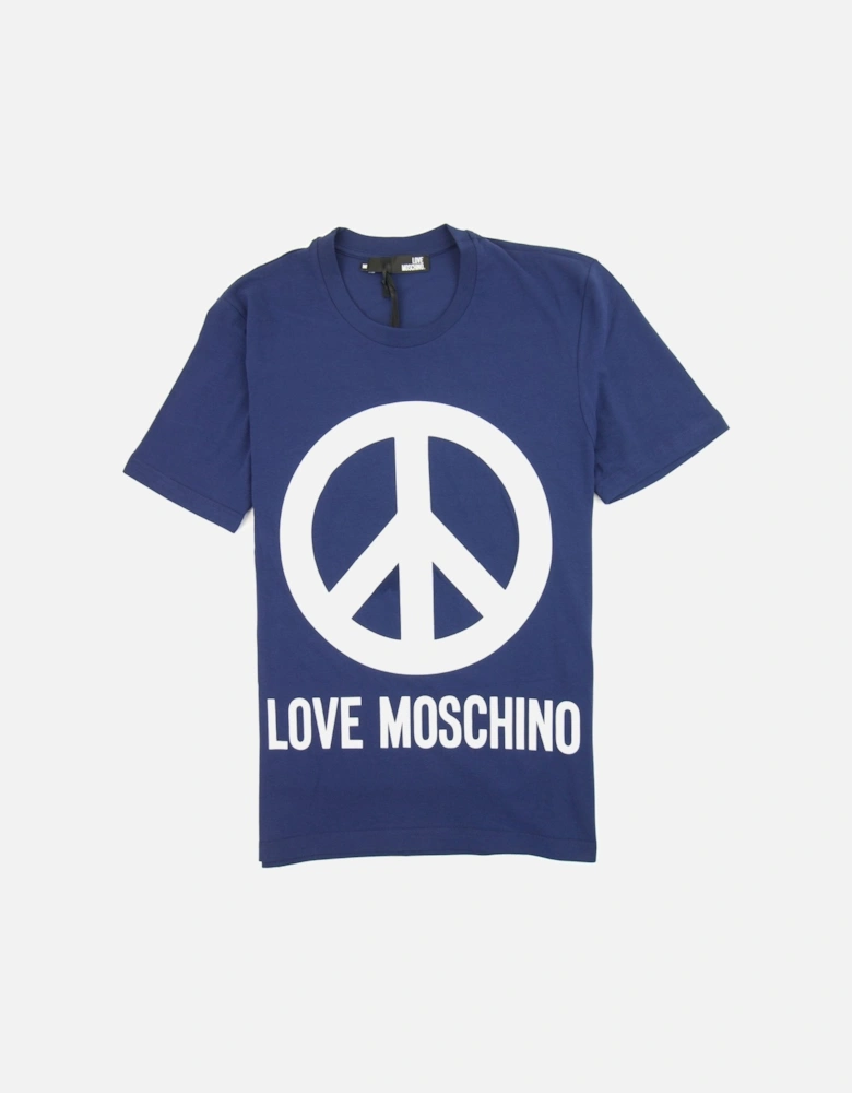 Peace T-shirt Blue/White