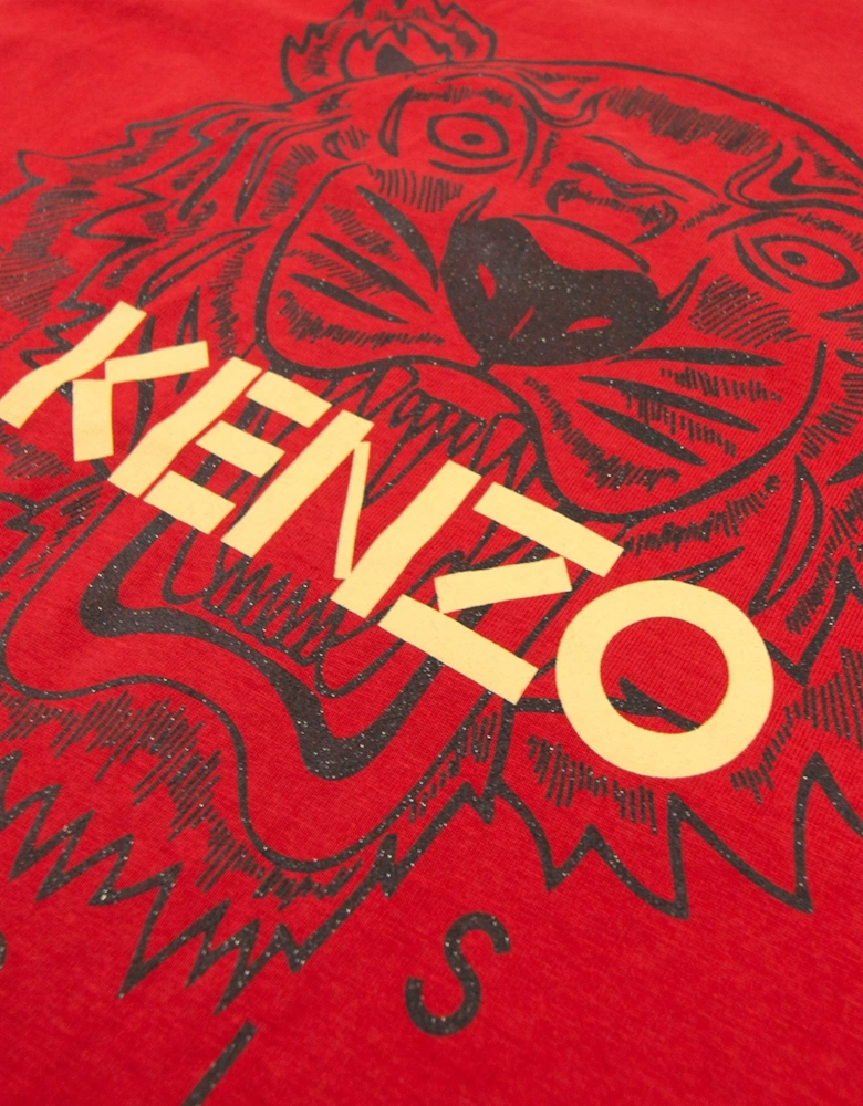 Glitter Tiger T-shirt Red