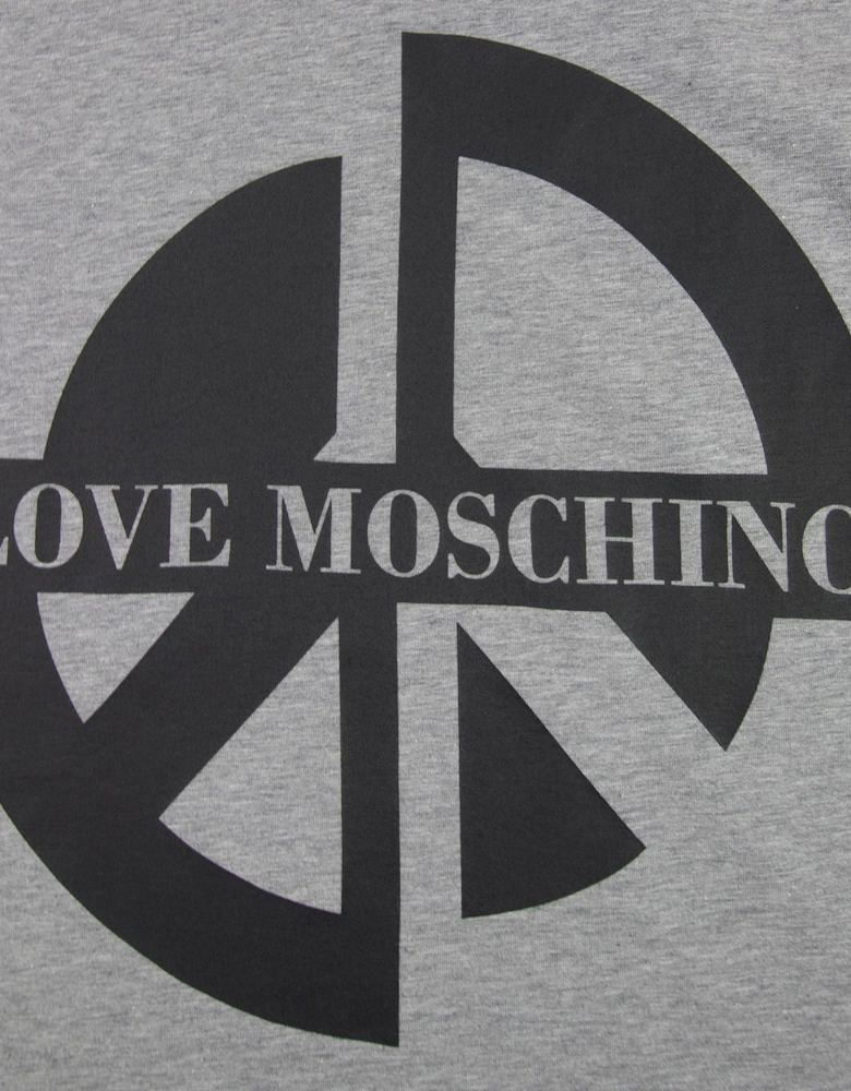 Printed Peace Sign T-Shirt Grey B733