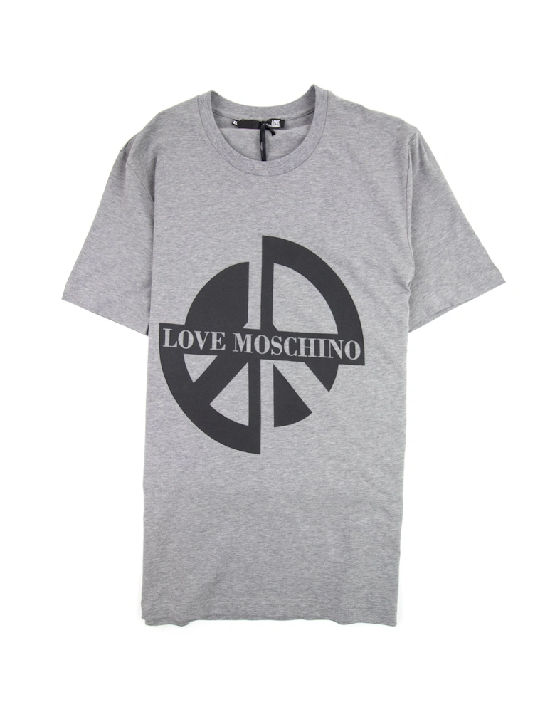 Printed Peace Sign T-Shirt Grey B733