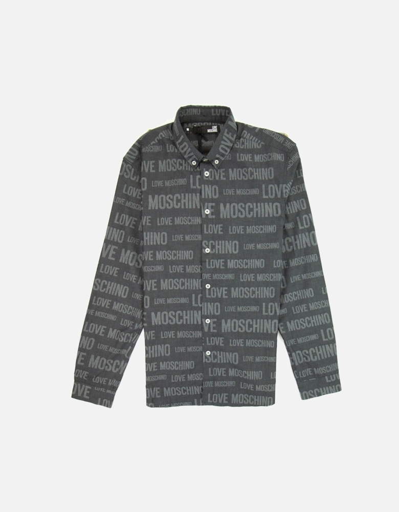 All Over Printed Shirt Dark Grey