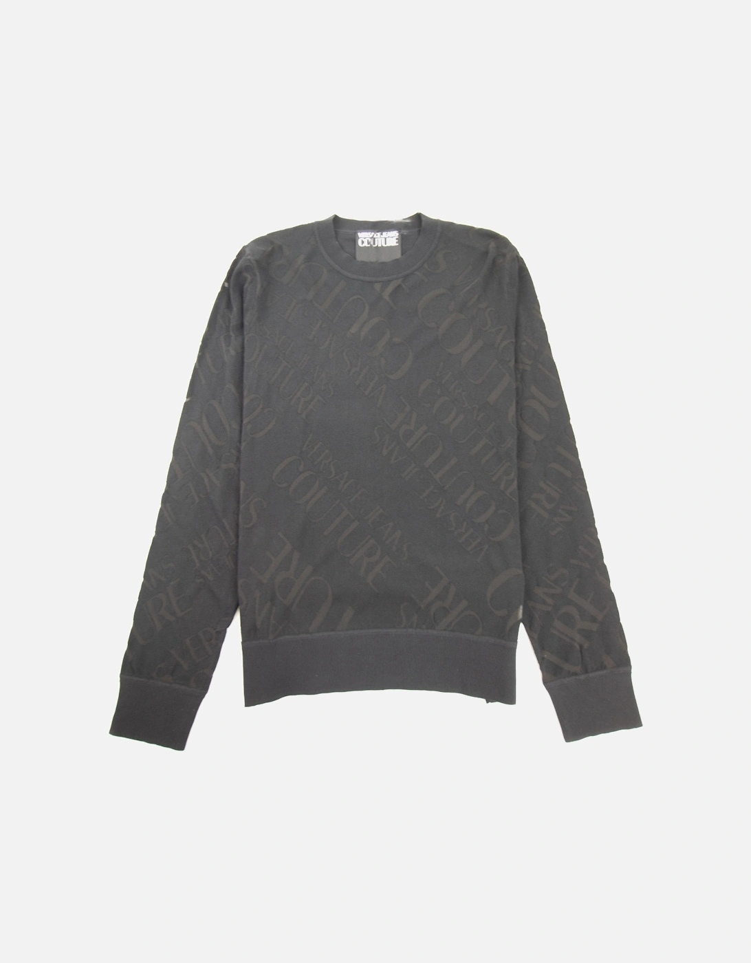 Jeans Couture Embossed Writing Knitted Jumper Black, 3 of 2