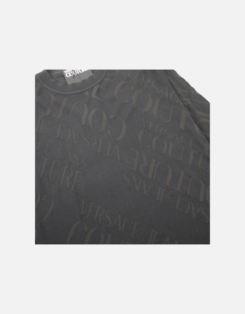 Jeans Couture Embossed Writing Knitted Jumper Black