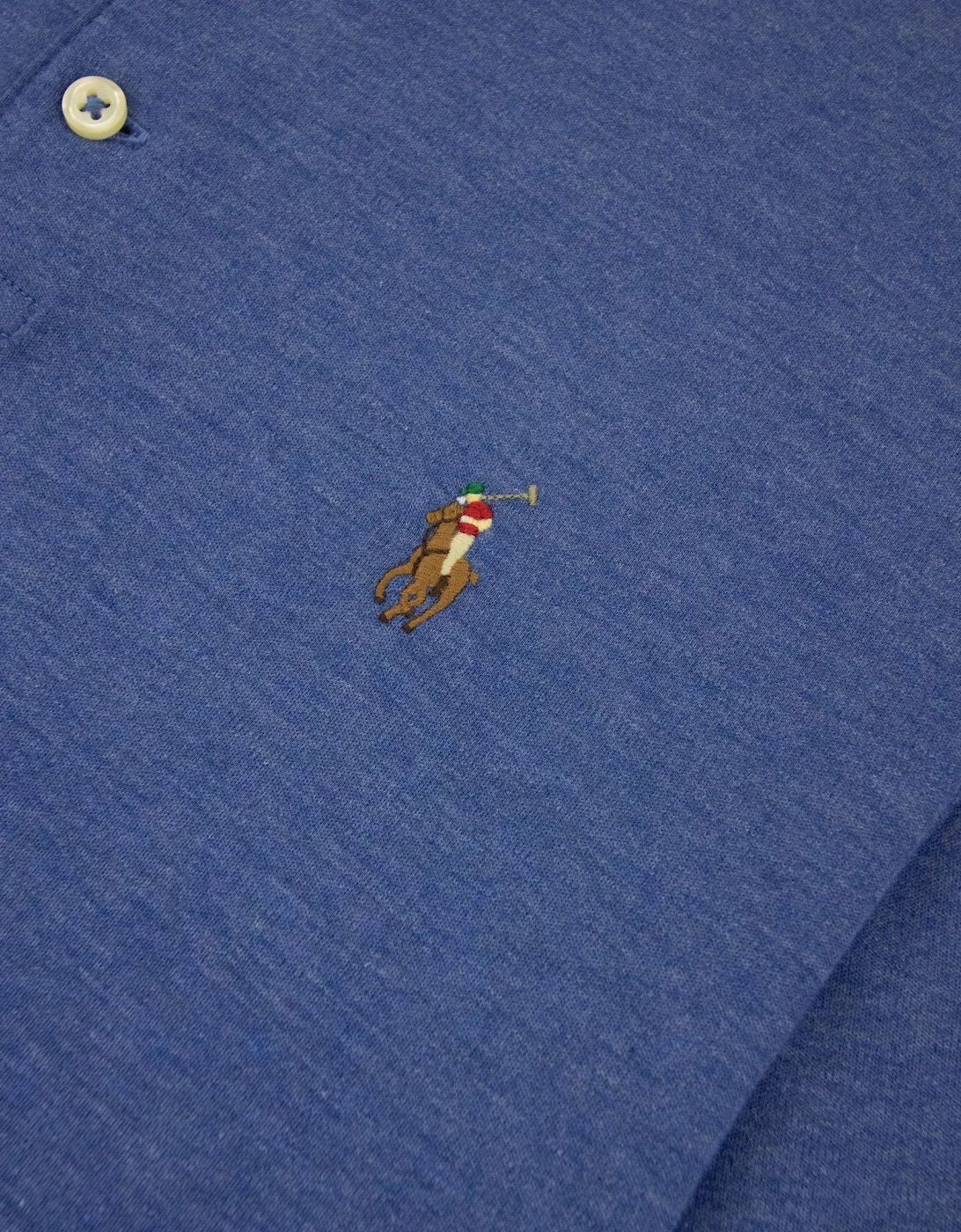 Embroidered Logo Pima Polo Marl Blue