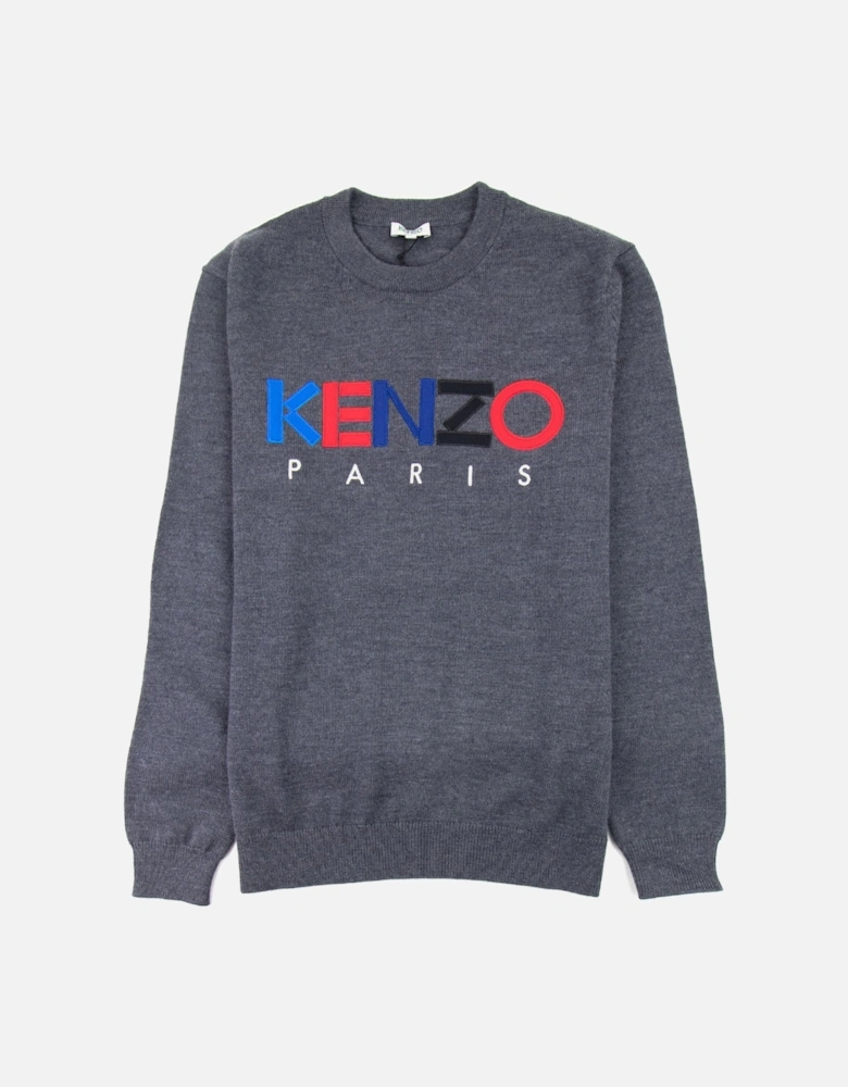 Logo Crew Knit Sweatshirt Grey