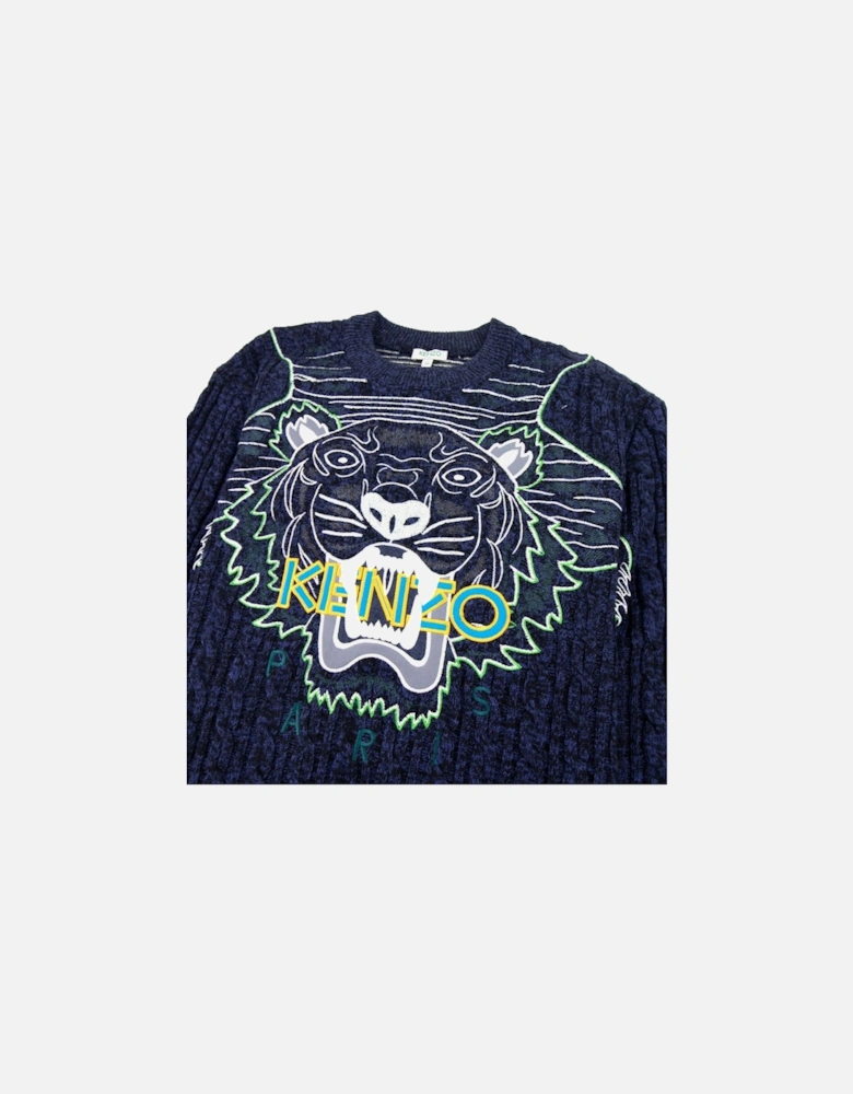 Claw Tiger Knitted Jumper Blue