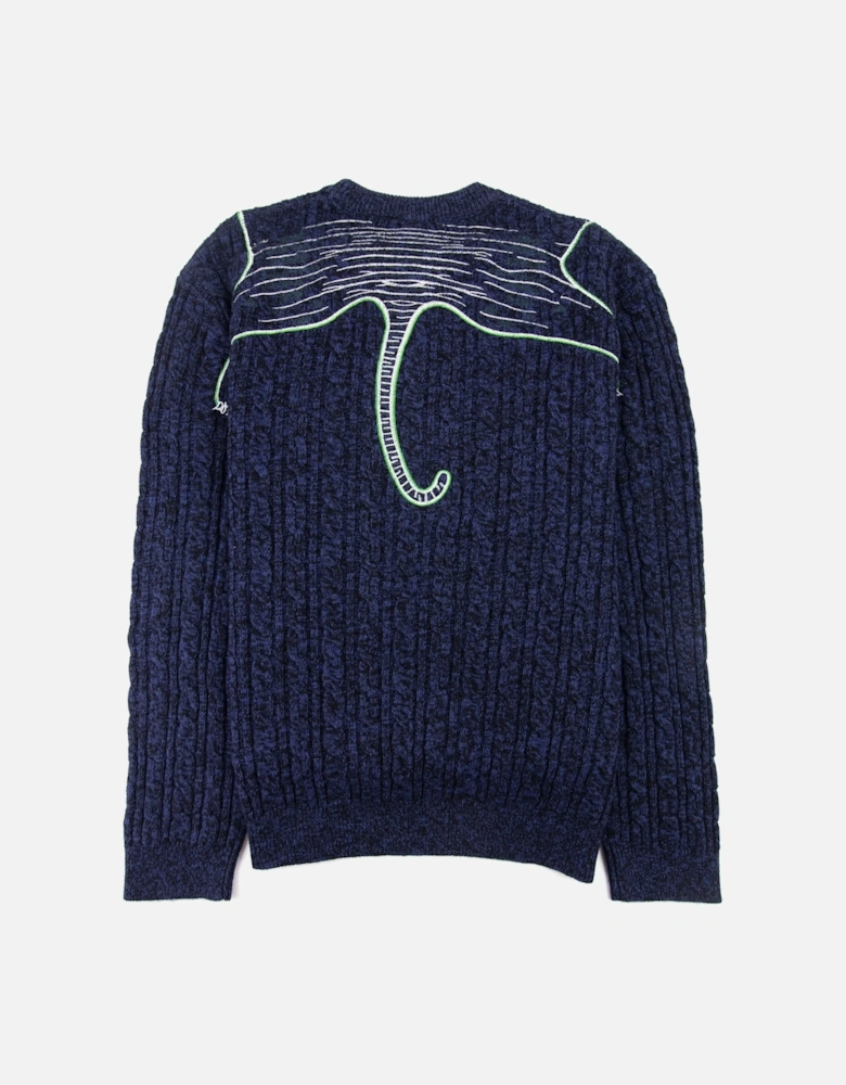 Claw Tiger Knitted Jumper Blue