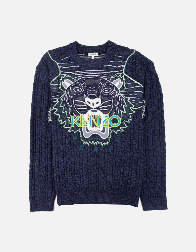 Claw Tiger Knitted Jumper Blue