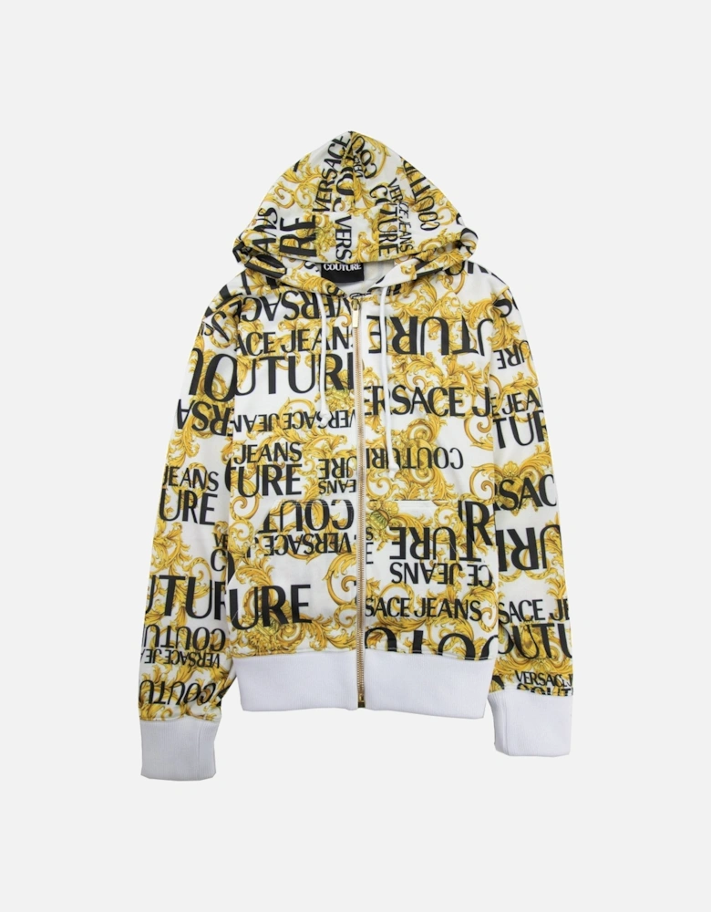 Jeans Couture Baroque Print Zip Hoody White