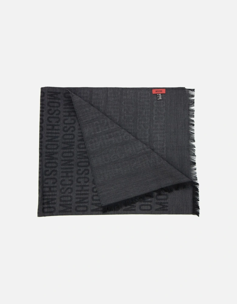 All Over Logo Print Scarf Dark Grey