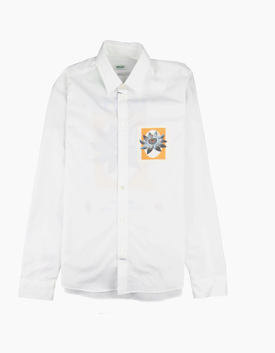 Men's Kenzo Passion Flower Slim-fit Shirt White - Size: 46/48