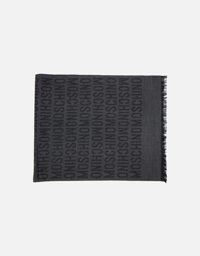All Over Logo Print Scarf Dark Grey