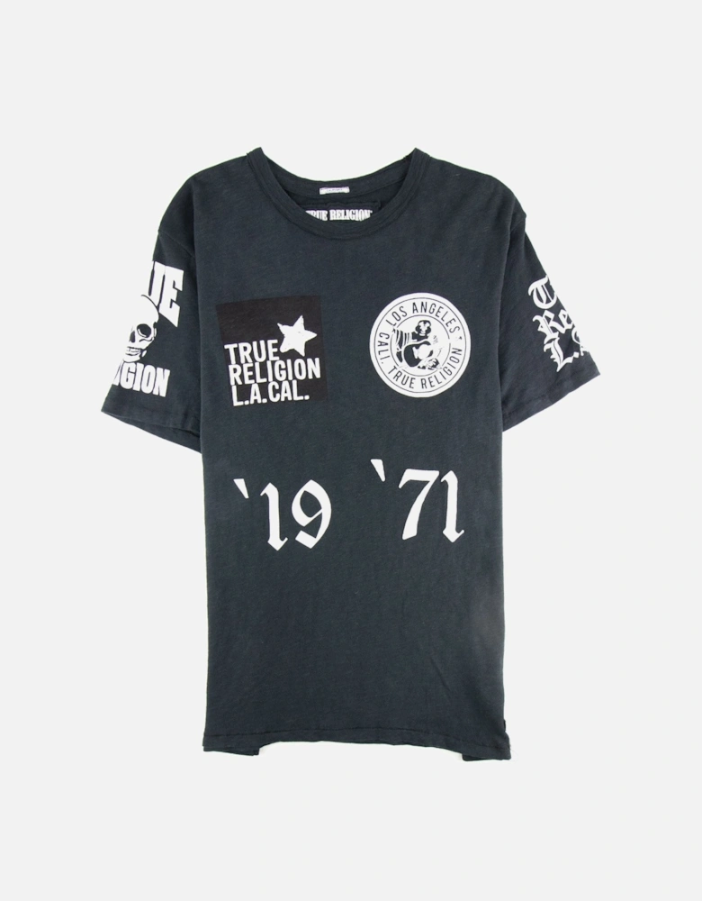 Multi Logo Crewneck T Shirt Jet Black