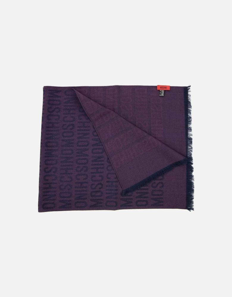 All Over Logo Print Scarf Purple
