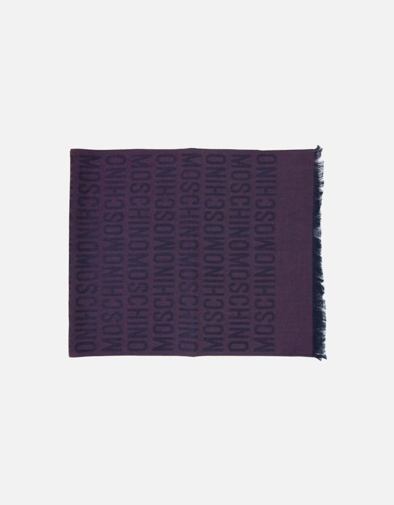 All Over Logo Print Scarf Purple